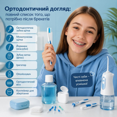Ортодонтичний догляд: що потрібно купити після встановлення брекетів
