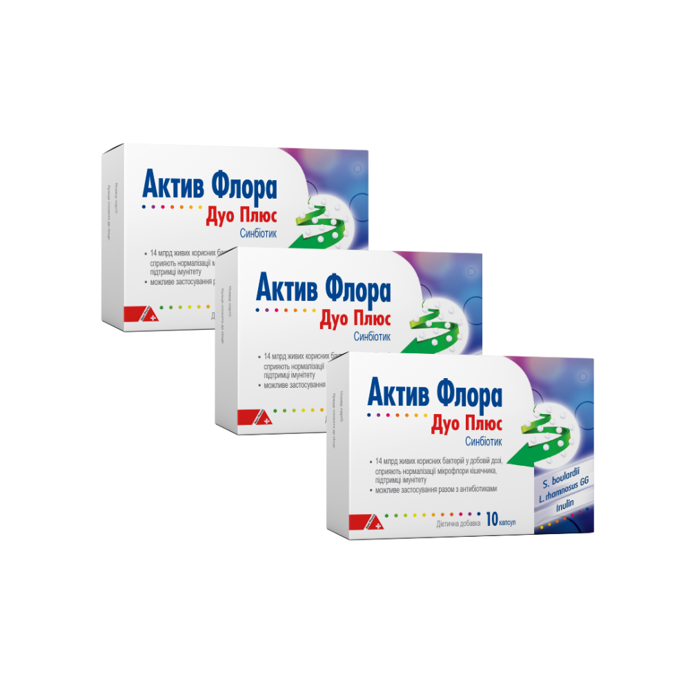 АКТИВ ФЛОРА ДУО ПЛЮС, капсули у блістерах (набір 3 шт)